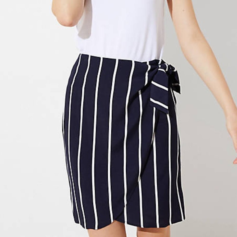 NWT LOFT STRIPED WRAP SKIRT